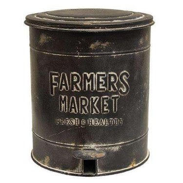 Farmers Market Metal Trash Bin with Pedal to Open Lid - The Fox Decor